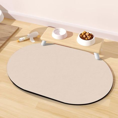 Absorbant Tapis Gamelle Chien, Antidérapants Tapis Gamelle de Chien avec Support en 100% Caoutchouc - 51x30,5CM (1/5)