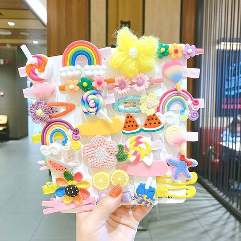 Juego de 28 pinzas para el cabello de bebé niña, accesorios coloridos y adorables Multicolor (1/5)