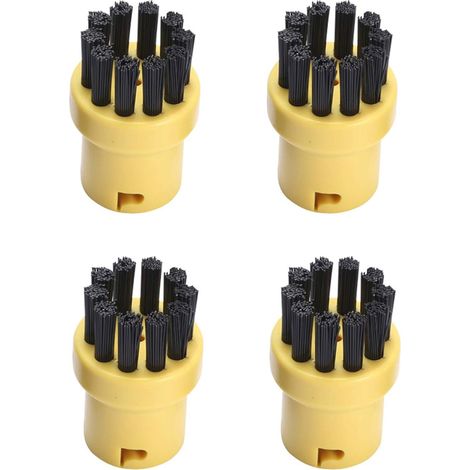 Lot de 4 brosses rondes de rechange pour nettoyeur vapeur Karcher SC1 SC2 SC4 SC5 (jaune et noir)