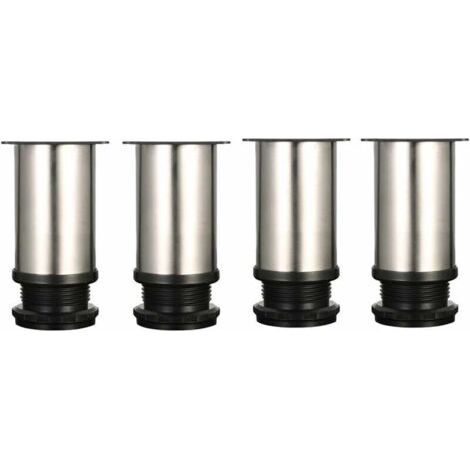 4 Pieds Réglables 8 cm De Hauteur épaissir les pieds d'armoire Pieds de table Pieds de meubles, Acier inoxydable brossé, Hauteur réglable 0-15 mm Venez avec des vis en acier inoxydable (1/4)