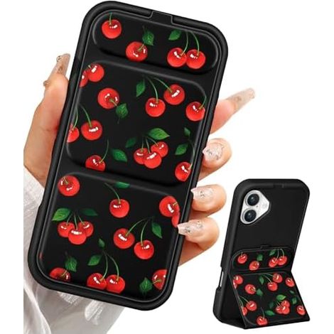 Camera Cvoer Étui portefeuille avec support pour iPhone 16 6,1" – Étui portefeuille à rabat en cuir synthétique avec fermeture magnétique pour femmes et filles, couleur cerise (1/5)