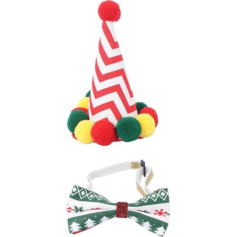 1 Ensemble chapeau pour animal de compagnie avec nœud papillon Venonat - Décorations de Noël pour chien et chat - Ornements pour fête d'anniversaire - Accessoires de déguisement de Noël pour animaux ( (1/3)