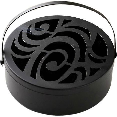 Boîte de rangement portable en fer pour spirales anti-moustiques avec couvercle (noir, nuages de bon augure) (1/3)