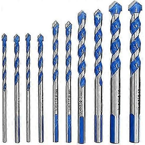 Jeu de 10 forets en carbure de tungstène pour la maçonnerie, l'acier, le métal, la porcelaine et le carrelage - 6/8/10/12 mm (1/5)