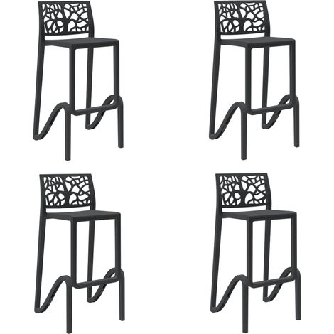 Sgabello bar impilabile alto H. seduta 75 cm TETI Nero set 4 pezzi (1/2)