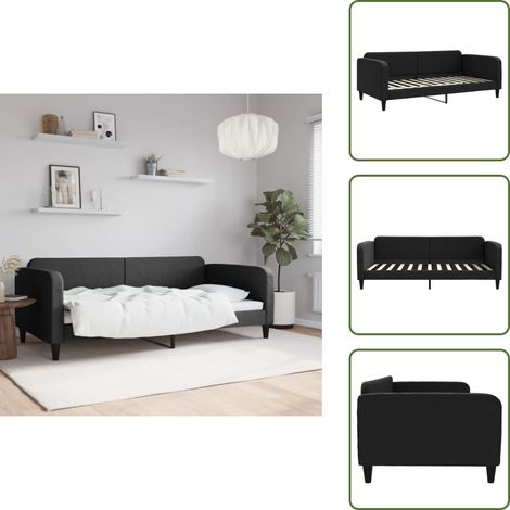 Sofá cama 2 en 1 - vidaXL Sofá cama sin colchón tela negro 100x200 cm - Sofá cama moderno