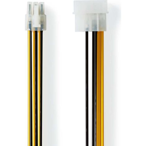 Cable de alimentacion interno macho molex pci express macho chapado en oro 020m redondo pvc amarillo negro sobre