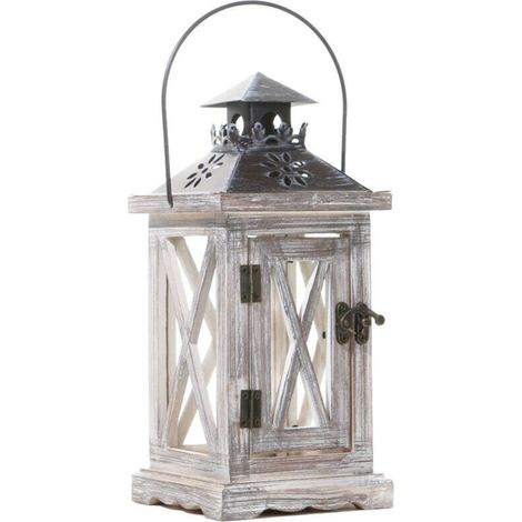Lanterne en Bois Bougeoir Vintage Lanternes à Bougie Décorative pour Rustique Mariage Centre de Table Suspendu Lanterne Ferme Décor à la Maison Intérieur et Extérieur Lanterne Décor 28cm (1/5)
