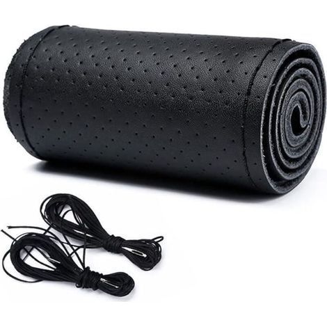 Coprivolante universale per auto in pelle bovina - BININBOX - Nero - 37-39 cm (1/4)