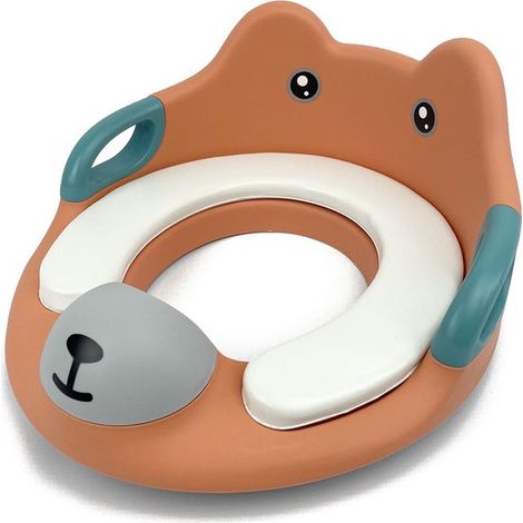 Réducteur de toilette pour enfant - Siège WC avec motif ours - Adaptateur WC pour apprentissage de la propreté - Pour garçons et filles - Orange (1/5)