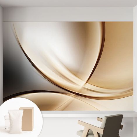 Tapete Vliestapete mit Kleber - Wanddekoration - Wandfolie - 3D Tapete Wand - Wohnungsdeko Geschwungene Linien 152x104 cm (1/5)