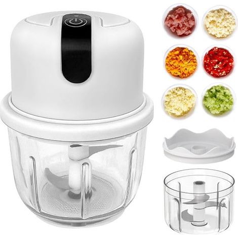 Mini Hachoir Électrique 300ML, Coupe Légumes et Oignons, Hachoir Multifonction pour Fruits et Aliments pour Bébé