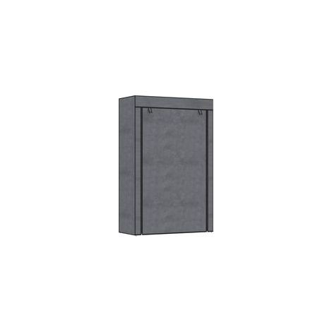 Armoire penderie multi-rangement - 6 étagères, 1 barre - non tissé gris (1/4)