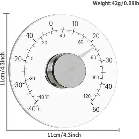 Thermomètre fenêtre ext/int, sans pile, cadran transparent, précis. (1/5)