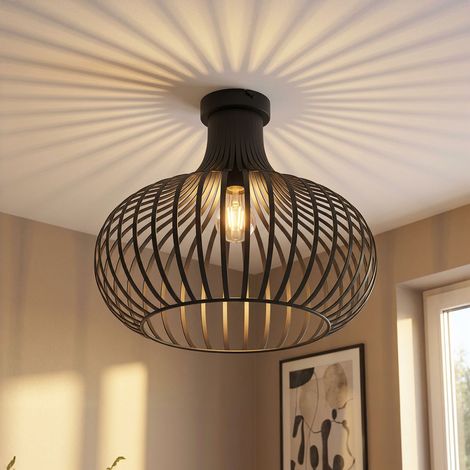 Lampada da soffitto a LED Plafoniera a filamento Lampada da tavolo da pranzo Lampada da soggiorno industriale color ruggine, rete metallica, 1x 4W 320Lm bianco caldo 1700K, DxH 40x35 cm (1/5)