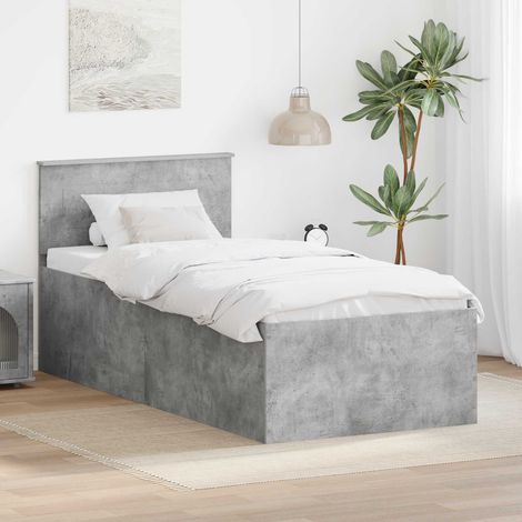 Bed Frame Concrete Grey 75 x 190 cm Engineered Wood vidaXL (1/5)