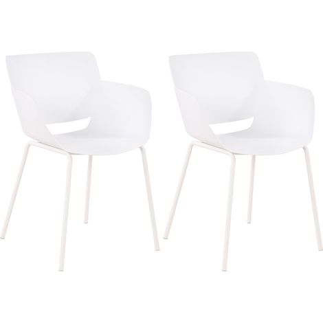 Juego de 2 sillas para interior o exterior en plástico blanco con estructura de acero con recubrimiento en polvo 100007306 (1/5)