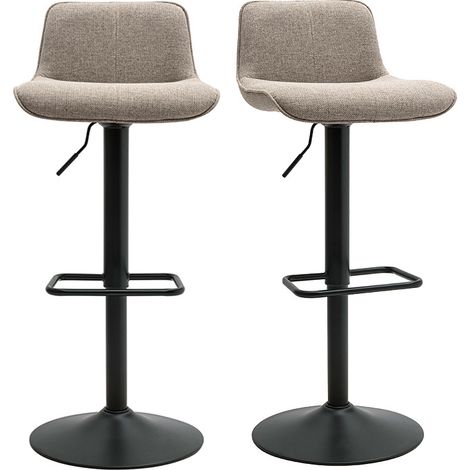 Drehbare Barhocker 360° aus taupefarbenem Stoff und schwarzem Metall (2er Set) BOOST