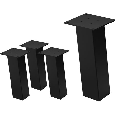 ML-Design Set di 4 Gambe per Tavolo Inclinate A: 30 cm Nero Lucido in Acciaio Verniciato a Polvere Forma a I Profilo 8x8 cm con Inclinazione di 96° Piedini in Metallo per Panchine Tavolini