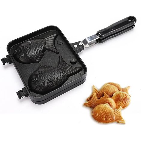 Moule à Taiyaki,Taiyaki Maker moule à gâteau chaud en forme de poisson japonais antiadhésif moules à gaufres, moules à double casserole pour la maison bricolage cuisine fête dessert (1/5)