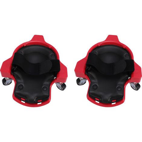 paire de genouillères à roulettes pivotantes à 360° pour la pose de carrelage, la maçonnerie et la réparation automobile (rouge). (1/5)
