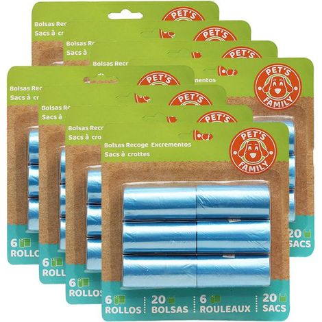 Sacs hygiéniques pour déjections animales - JUANIO - Lot de 8 x 6 rouleaux - Couleur aléatoire - Compatibles distributeurs - 1,26 kg (1/2)