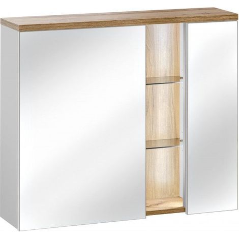 Cabinet de salle de bain avec miroir - 70 x 80 x 20 cm - Caraïbe White - Livraison gratuite (1/3)