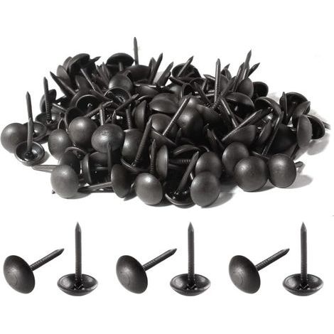 200 Pieces Black Upholstery Tacks Antique Metal Round Head Upholstery Pins for Upholstered Furniture Cork Board DIY 7 x 13 mm (1/4)