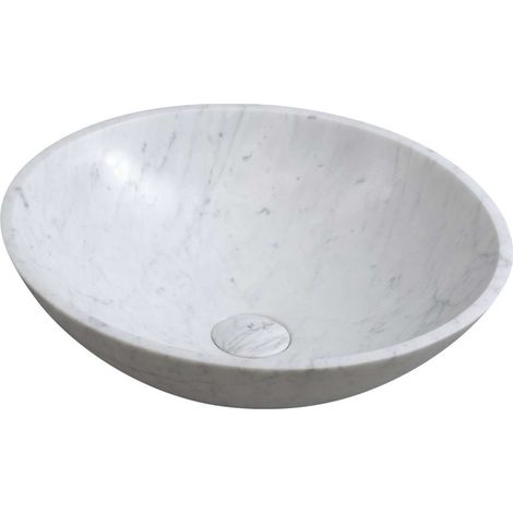 Sapho Blok - Lavabo, diámetro 42 cm, sin rebosadero, carrara (mármol) 2401-42 (1/5)