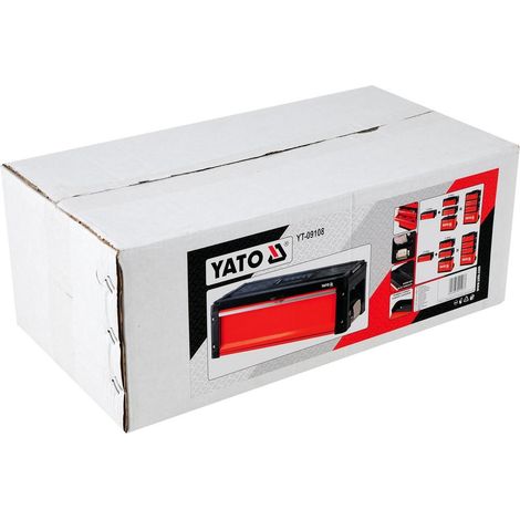 Yato – Boîte à outils rouge et noire avec tiroir métallique – Dimensions 49,5 x 25,2 x 18 cm – Capacité de charge 10 kg – Poignées antidérapantes (1/10)