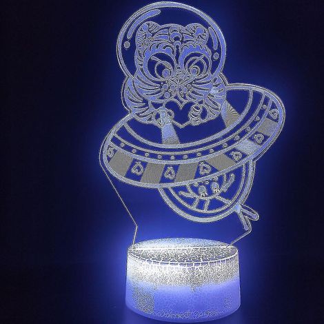 Lampe de chevet LED 3D en forme de soucoupe volante tigre