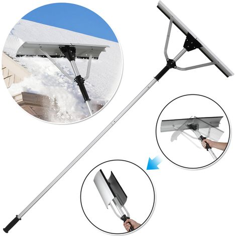 TolleTour Rastrillo de nieve para tejado de aluminio, 1 unidad, cabezal plegable 70.5×15 cm, 5 tubos encajables, longitud 190-630 cm, empuñadura TPR (1/5)
