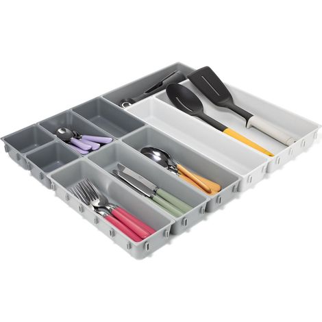 Joseph Joseph Blox Set di 10 Organizers per Cassetti, Vassoio per Cosmetici, Cancelleria e Utensili, Plastica Riciclata (1/5)