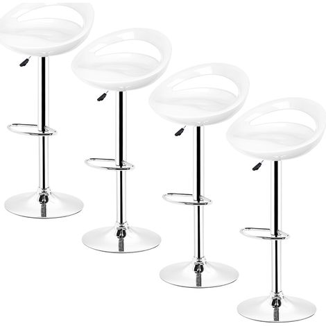 Aqrau Lot de 4 tabourets de bar，Hauteur réglable - Blanc - Style contemporain (1/5)