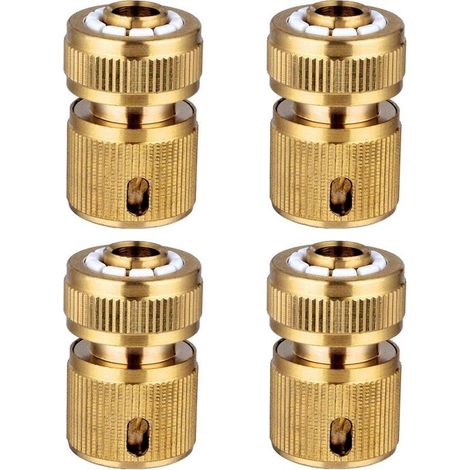 Raccord rapide en laiton 1/2 pouce – Lot de 4 connecteurs – Compatible tuyau flexible DN15 – Installation facile et étanche (1/5)