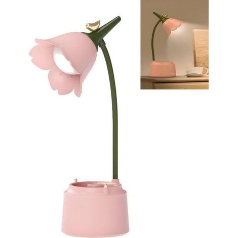 Lampe de Bureau LED Enfant,Lampe de Table Flower Bird rechargeable par USB,Lampe de Lecture Avec Lumière Réglable et Capteur (1/5)