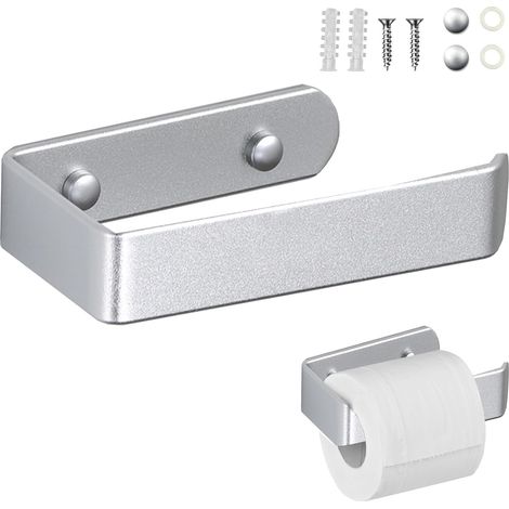 Porte Papier Toilette, Support Papier Toilette Fixation Murale ou Auto Adhésif, Porte Rouleau Papier WC pour Salle De Bain, Cuisine, Design Moderne (Argent) (1/5)
