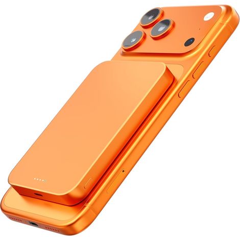 Chargeur Portable sans Fil magnétique 10 000 mAh 14 mm Design Titane Ultra Fin avec entrée et Sortie USB-C Compatible avec 17/16/15/14/13/12 Series (Orange) (1/5)