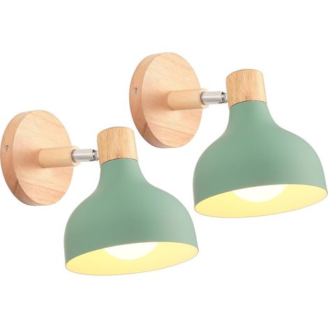 Wottes – Applique murale réglable en bois et métal – Style rétro vintage – Abat-jour 15 cm × 17 cm – Compatible E27 – Pour intérieur chambre couloir salon (1/5)