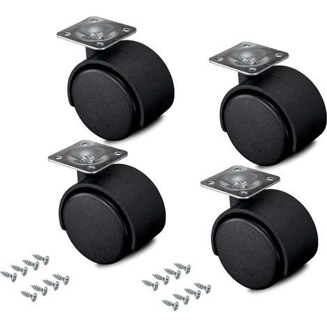 kippen 1614BX - SET DI 4 RUOTE GEMELLATE DA MM.50 CON PIASTRA GIREVOLE (1/4)