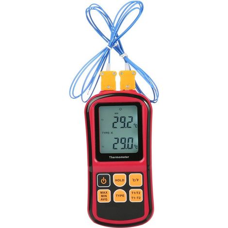 Thermomètre numérique à thermocouple double canal, testeur avec sonde, mesure température précise industrie et cuisine (1/3)