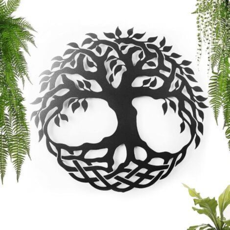 Décoration en métal, sculpture murale en acier. (30 x 30 cm, Arbre de Vie)