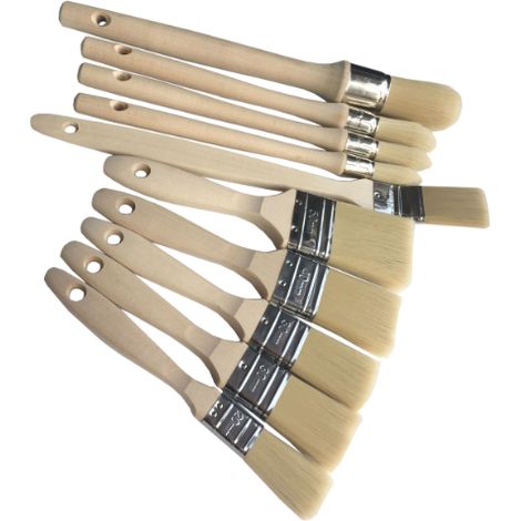 Jeu de 10 pinceaux manche bois pure soie