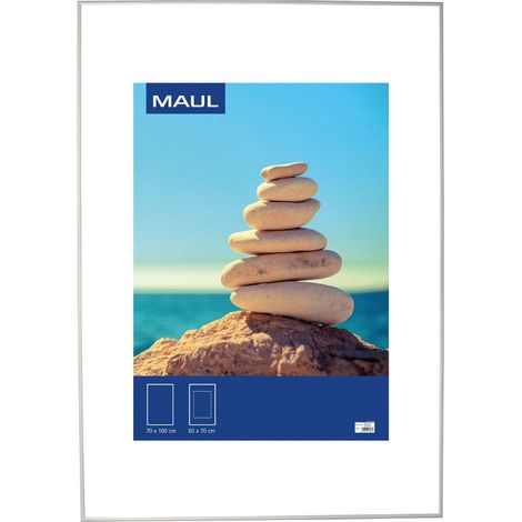 Cadre Photo en Aluminium, Format Portrait ou Paysage, avec Insert Passe-Partout, Cadre Amovible, Verre Plastique, Cadre Photo 70 x 100 cm, Argenté (1/5)