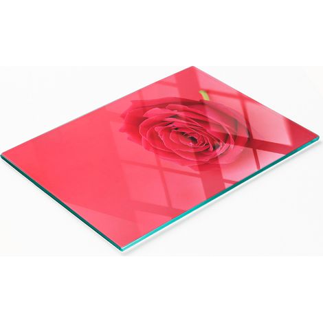 Dekoratives Küchenschneidebrett aus Glas, rote Rose, 80 x 52 cm (1/5)