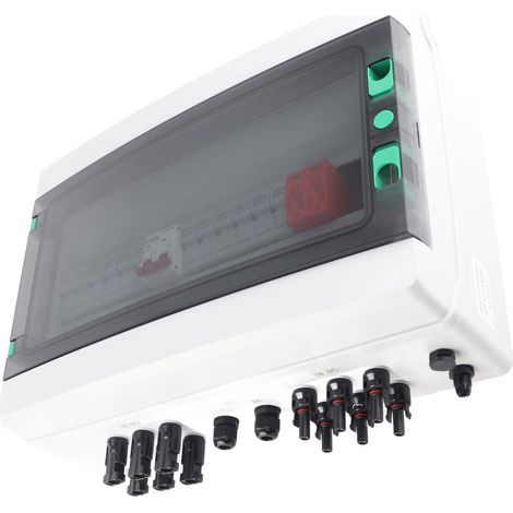 Boîte de jonction solaire 6 entrées 1 sortie, 10A fusible, parafoudre DC 500V, coffret combiné photovoltaïque pour panneaux solaires, protection contre la foudre. (1/5)