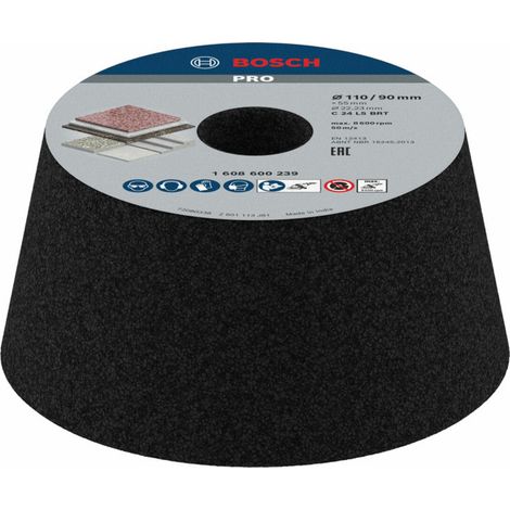 Bosch Accessories 1608600239 Schleiftopf, konisch-Stein/Beton 90 mm, 110 mm, 55 mm, 24 1 St.