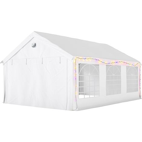 Outsunny Tendone 4x6m, Robusto Gazebo con Finestre, Bianco