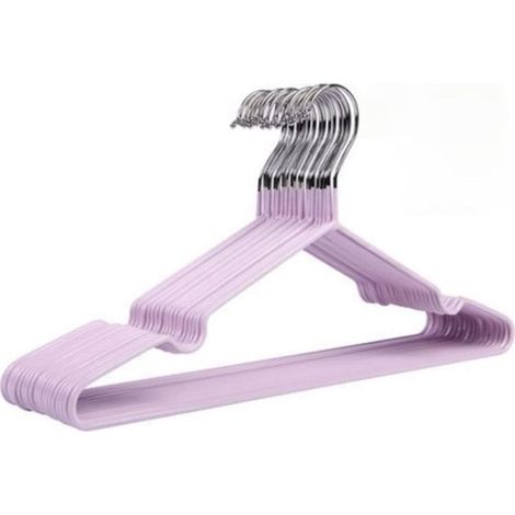 Set di 10 spaziosi appendiabiti antiscivolo in plastica rinforzata, perfetti per le camere degli studenti, salvaspazio ed eleganti (viola). (1/5)