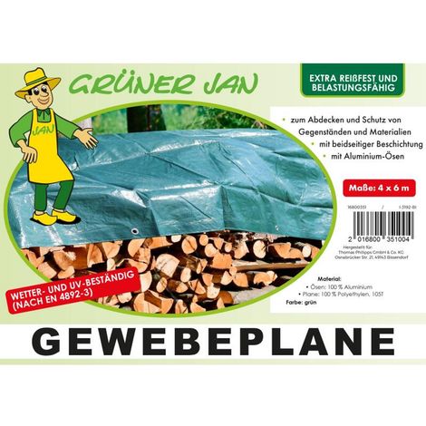 Gewebeplane 4m x 6m = 24m² Reißfest Brennholz abdecken Wetterfest Abdeckung